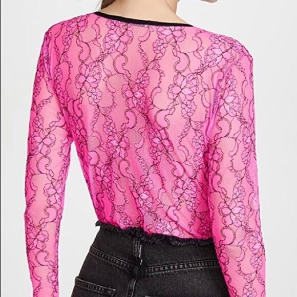 325$-Natasha Zinko Hot Pink Lace Bodysuit 34/0 NWT - Picture 5 of 14